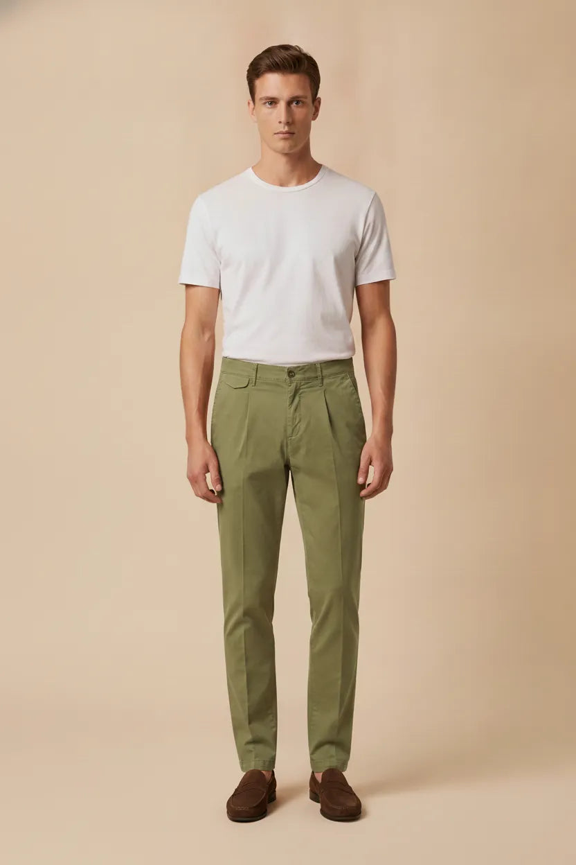 Pantalone 1 Pinces in Gabardina - POSITANO