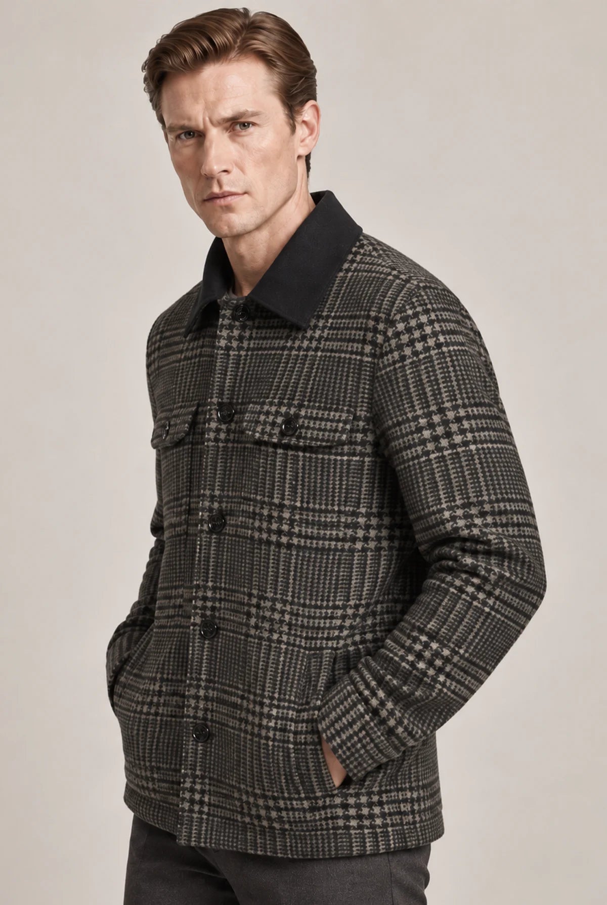 GIACCA OVERSHIRT GALLES COLLO VELLUTO