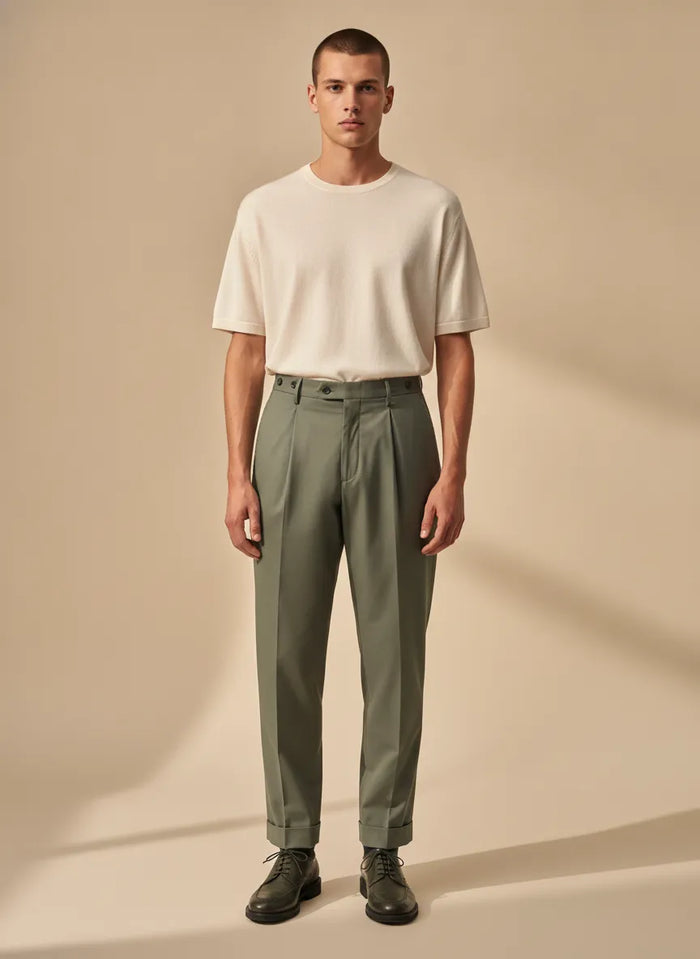 PANTALONE PINCES RASO COTONE PALINURO