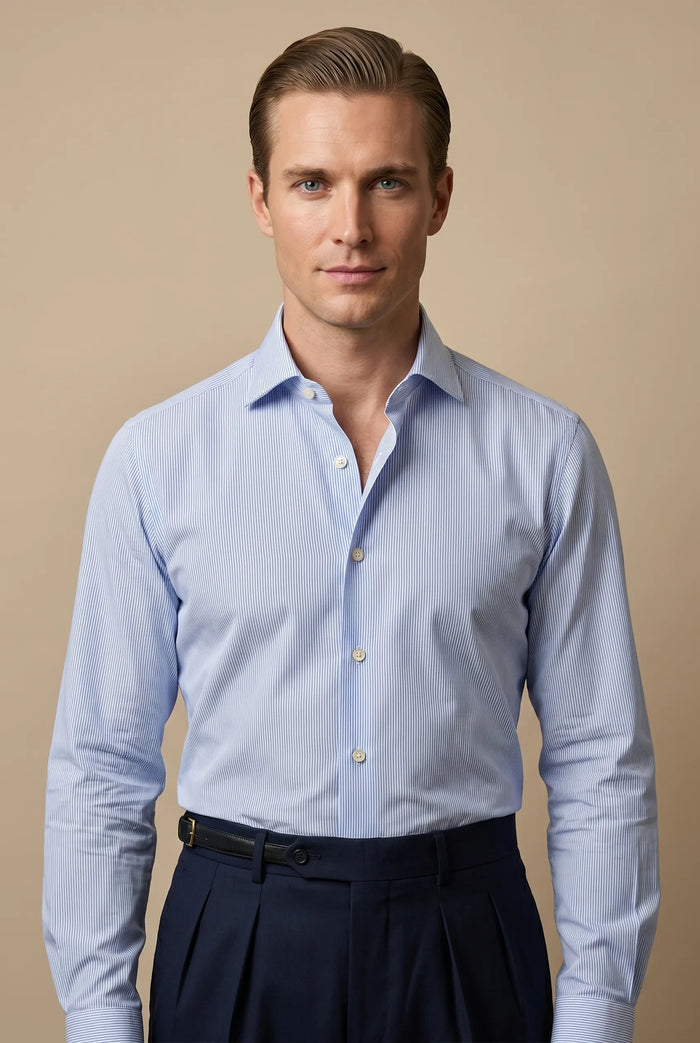 CAMICIA MODERN FIT RIGA SOTTILE IN COTONE