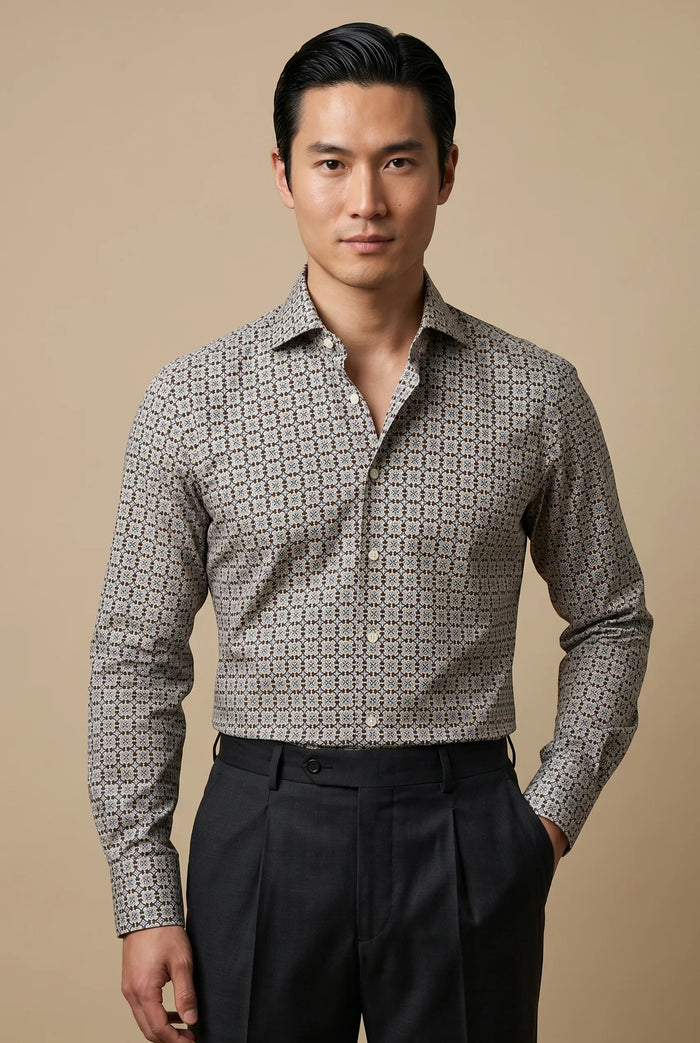 CAMICIA MODERN FIT IN COTONE CON STAMPA FANTASIA