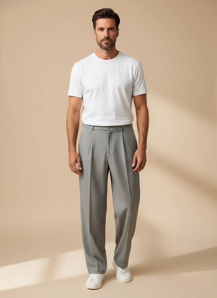 PANTALONE GESSATO CON PINCES PL/VI