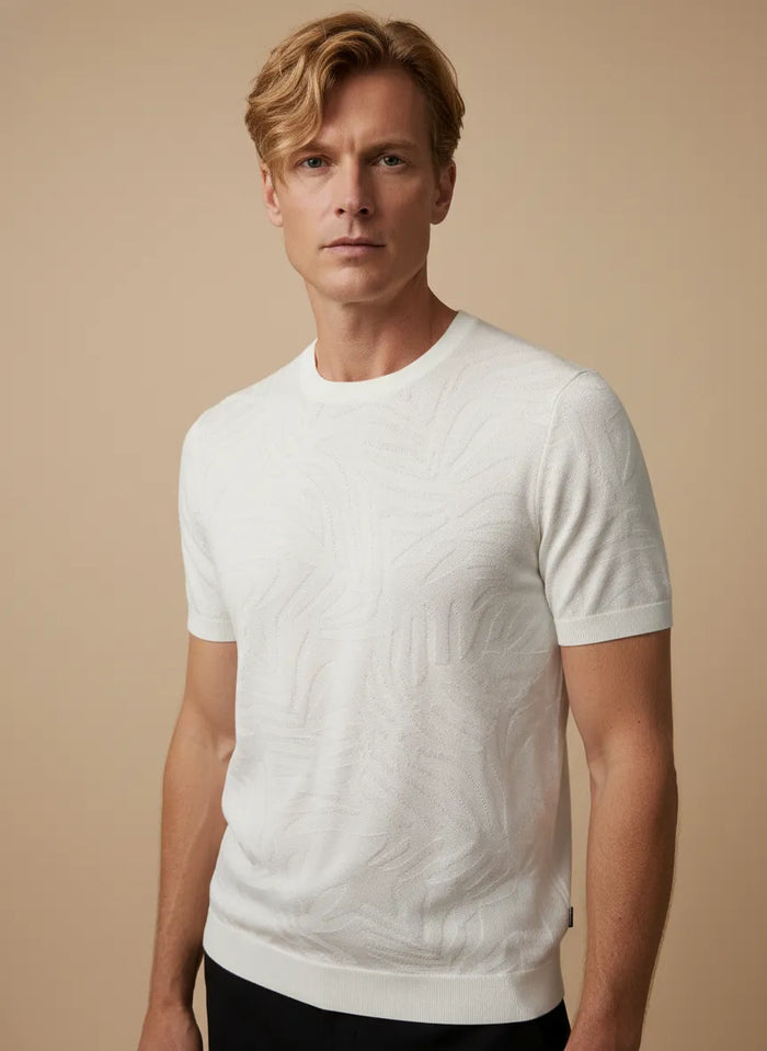 MAGLIA MEZZA MANICA IN COTONE FINEZZA 16 JACQUARD PALME