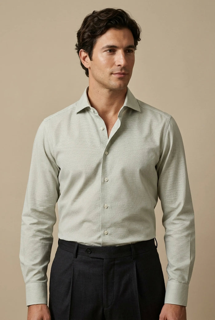 CAMICIA SLIM FIT IN COTONE CON TRAMA