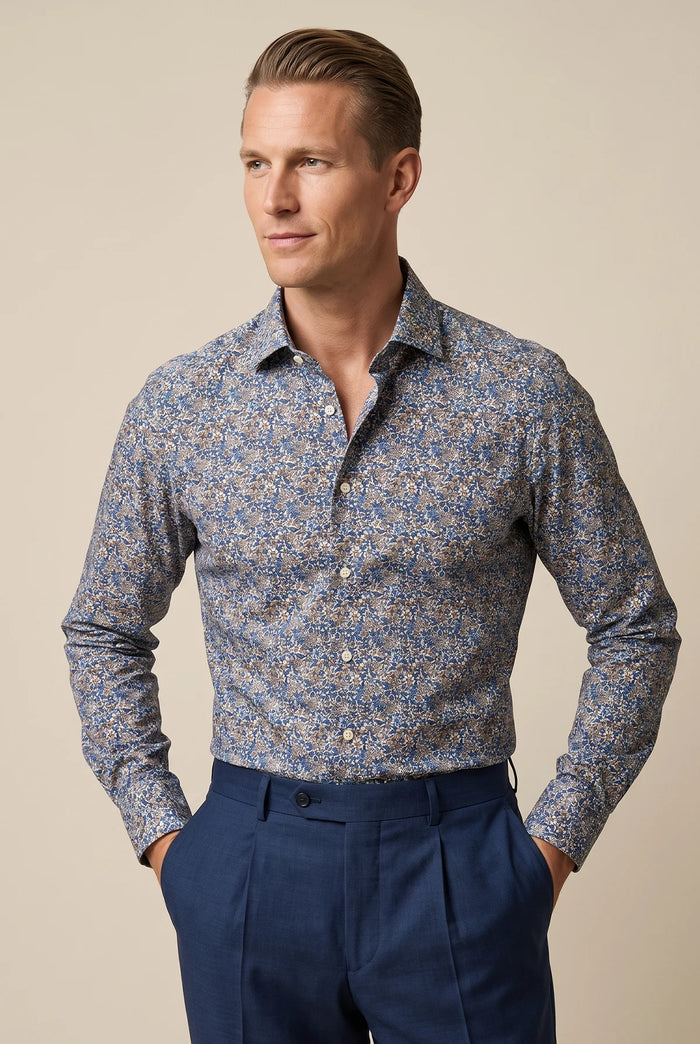 CAMICIA SLIM COTONE STAMPA FIORI UOMO