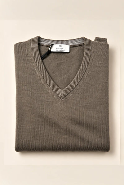 MAGLIA CON SCOLLO A V IN CASHMERE, LANA, SETA E MODAL