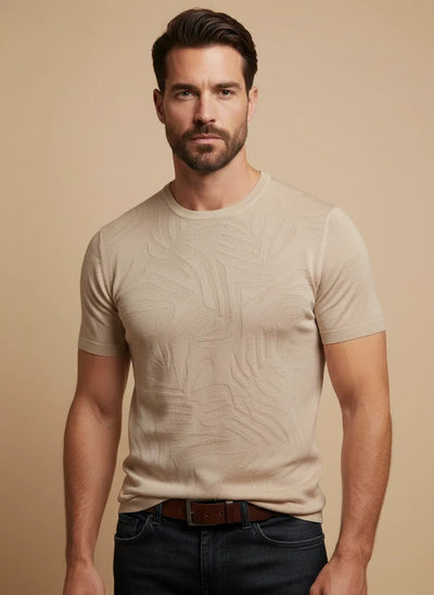 MAGLIA MEZZA MANICA IN COTONE FINEZZA 16 JACQUARD PALME