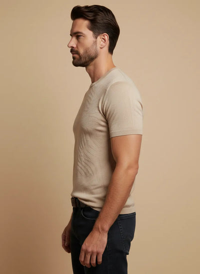 MAGLIA MEZZA MANICA IN COTONE FINEZZA 16 JACQUARD PALME