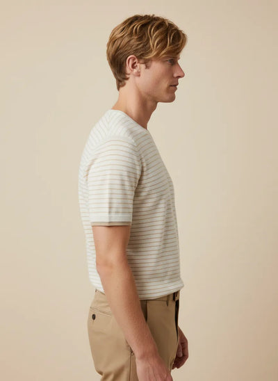 MAGLIA MEZZA MANICA IN MISTO LINO RIGATO