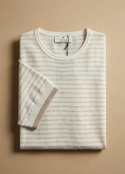 MAGLIA MEZZA MANICA IN MISTO LINO RIGATO
