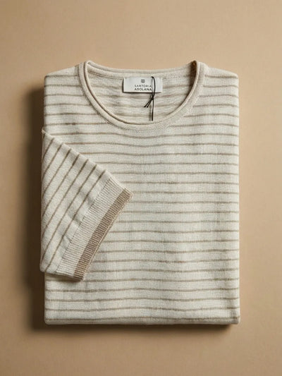 MAGLIA MEZZA MANICA IN MISTO LINO RIGATO