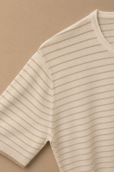 MAGLIA MEZZA MANICA IN MISTO LINO RIGATO
