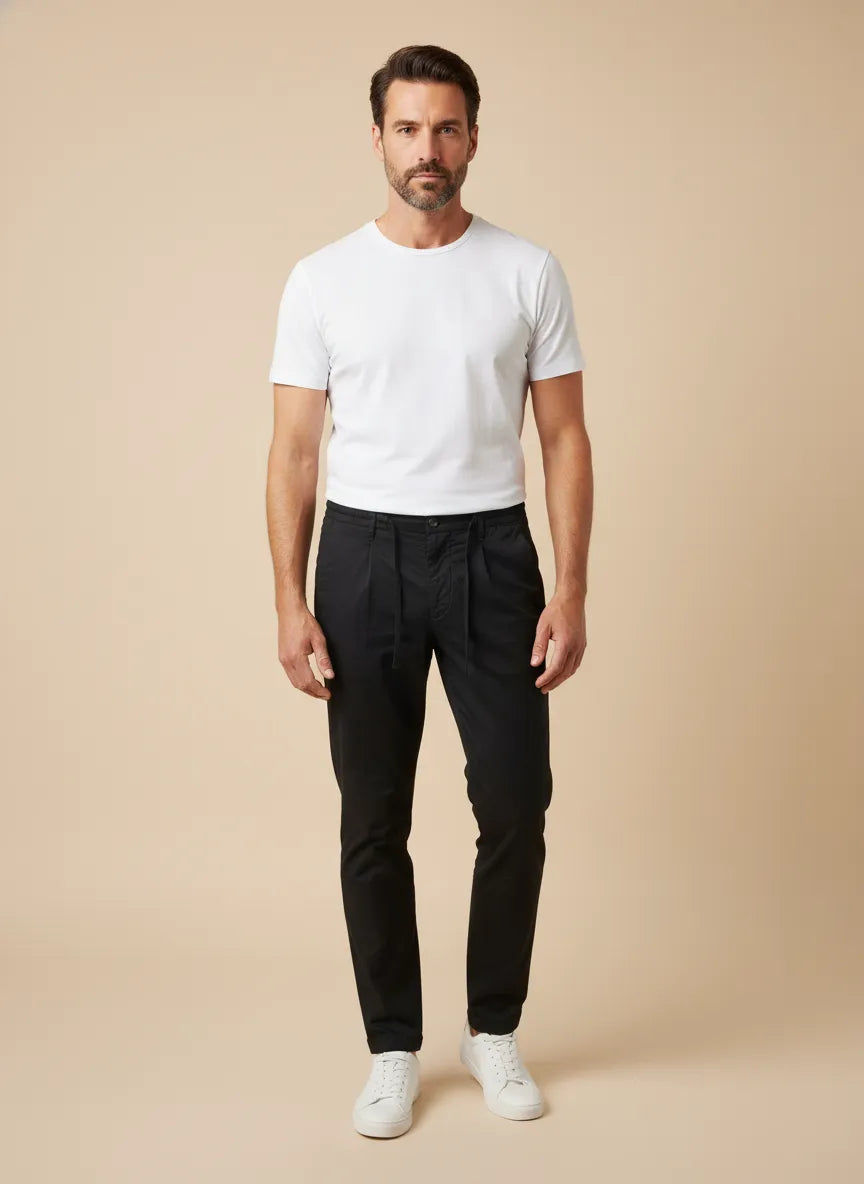 Pantalone Carrot Fit in Gabardina con Coulisse