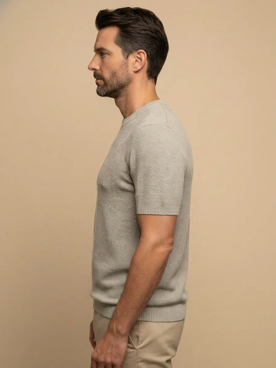 MAGLIA MEZZA MANICA IN MISTO LINO OPERATO
