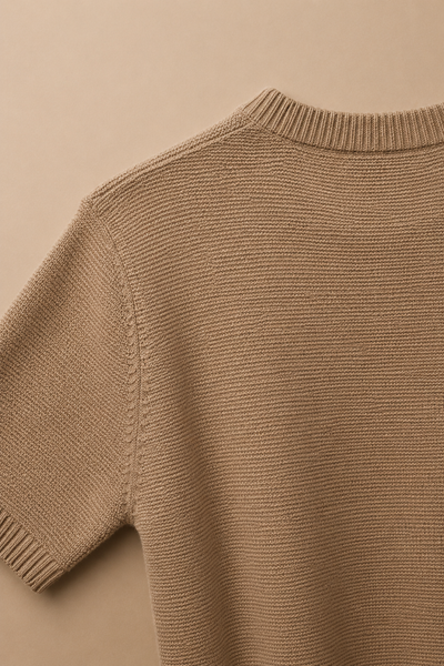 MAGLIA MEZZA MANICA IN MISTO LINO OPERATO