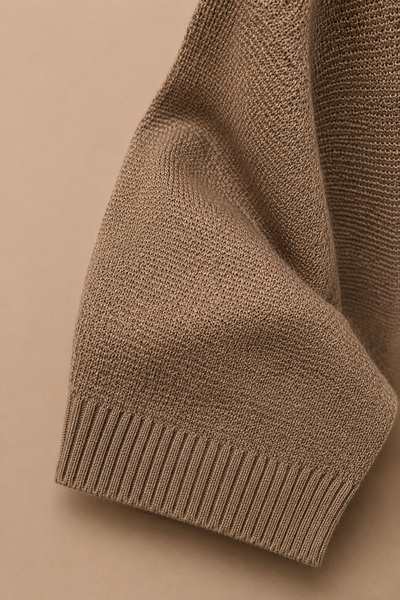 MAGLIA MEZZA MANICA IN MISTO LINO OPERATO