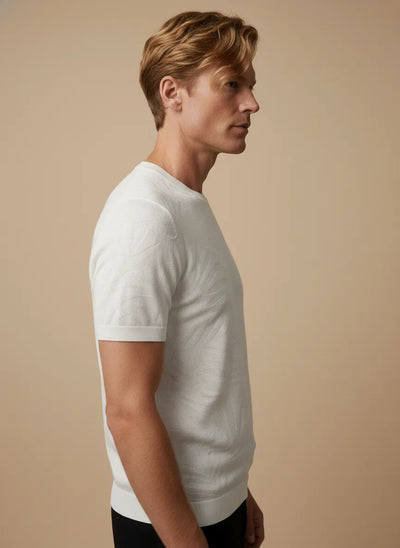 MAGLIA MEZZA MANICA IN COTONE FINEZZA 16 JACQUARD PALME