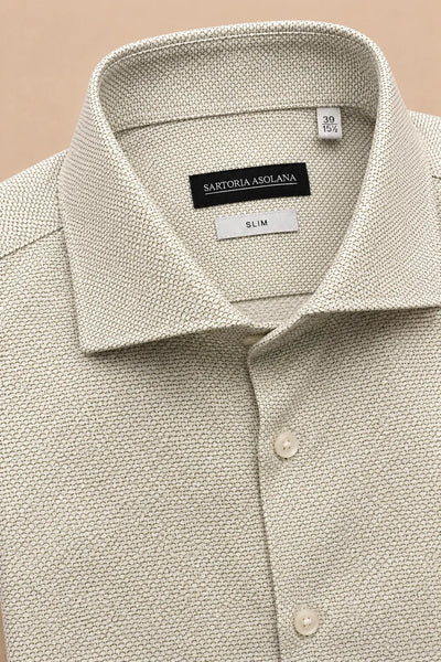 CAMICIA SLIM FIT IN COTONE CON TRAMA