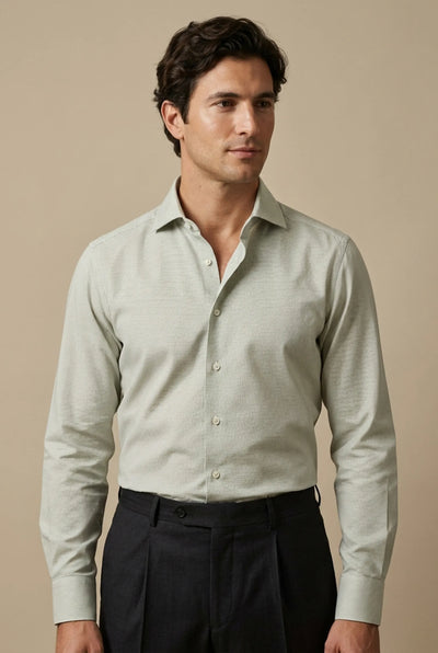 CAMICIA SLIM FIT IN COTONE CON TRAMA