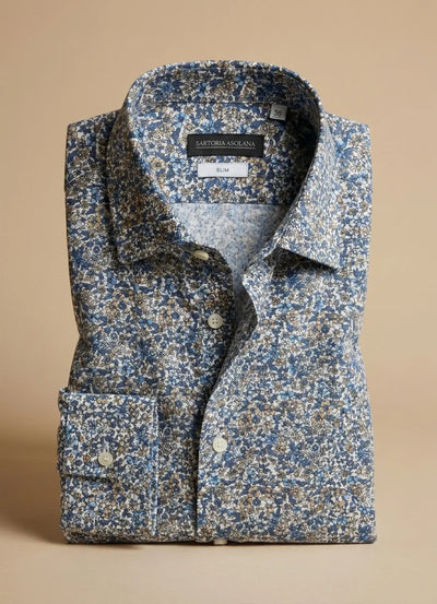 CAMICIA SLIM COTONE STAMPA FIORI UOMO