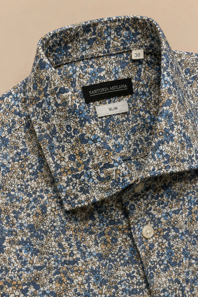 CAMICIA SLIM COTONE STAMPA FIORI UOMO
