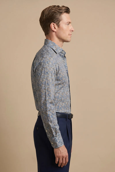 CAMICIA SLIM COTONE STAMPA FIORI UOMO