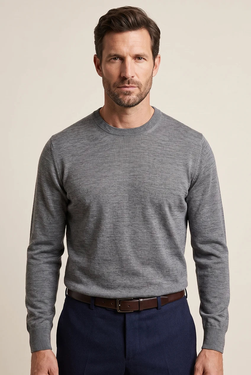 DRONE — Maglia girocollo in 100% lana merino Tollegno