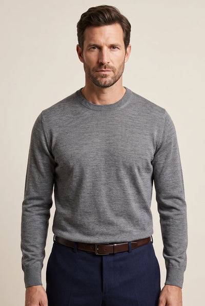 DRONE — Maglia girocollo in 100% lana merino Tollegno