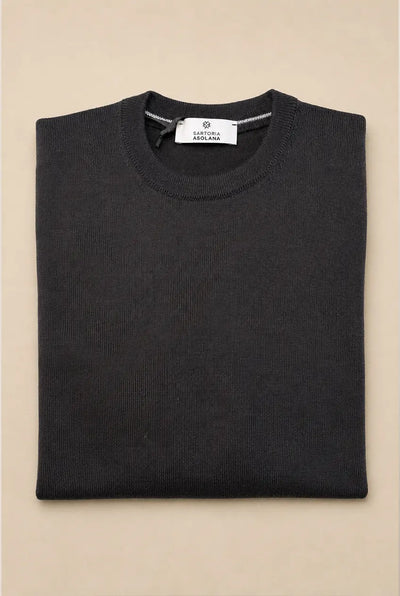 DRONE — Maglia girocollo in 100% lana merino Tollegno